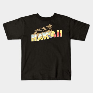 Retro Hawaii Beach Surfer Longboard Aloha Kids T-Shirt